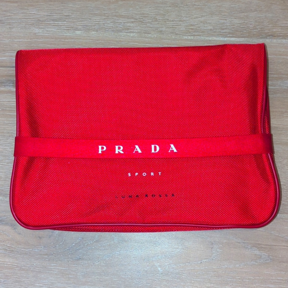 Red Prada Cosmetics Bag NEW NEVER USED